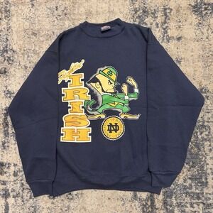 Vintage 90s Fighting Irish University Of Notre Dame Sweatshirt Sz L Made In USA